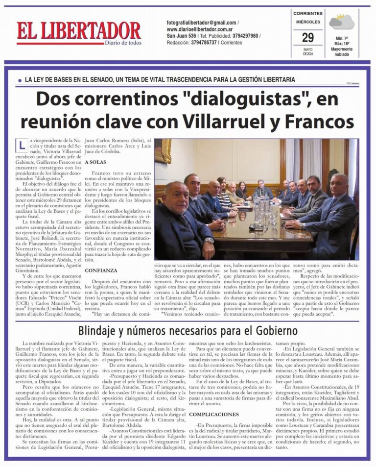 Tapa Y Contratapa De Mayo De Diario El Libertador De Corrientes